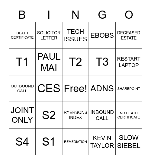 PROJECT CROWN Bingo Card