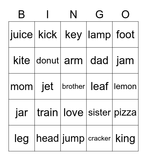 P1/1 Bingo for Friday :) Bingo Card