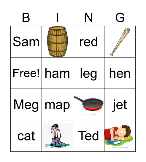 Phonics Bingo Card