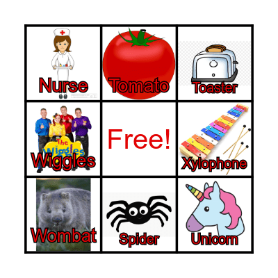 Pre-Kinder's Vocabulary Bingo Card