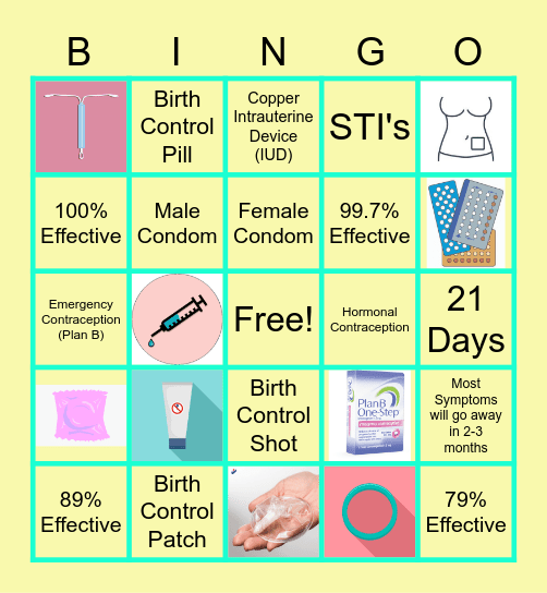 Contraception Bingo Card