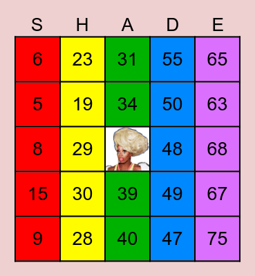 Monique Heart Drag BINGO Card