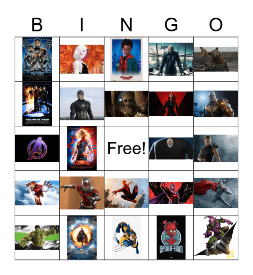 Marvel Bingo Card