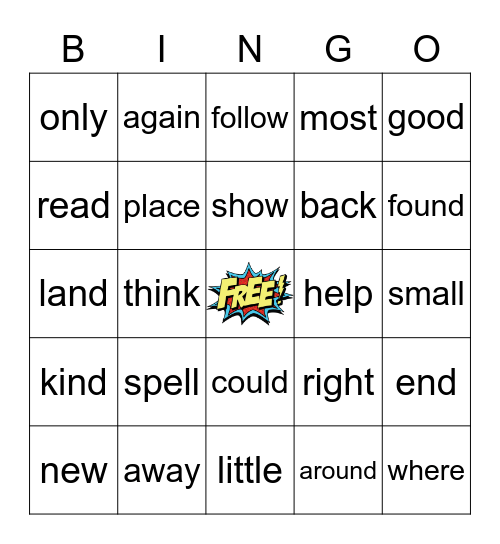 SIGHT WORDS BINGO Card