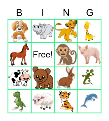 Animals Bingo Card