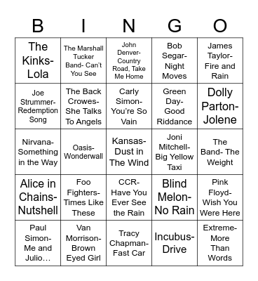 Total-Quiz.com Presents Radio Bingo: Pickin' & a Singin' Bingo Card