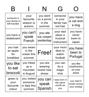 I bet... Bingo Card