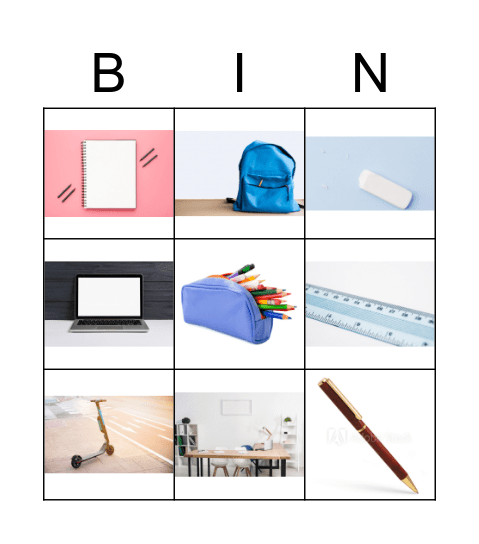 Classroom objects Bingo Card