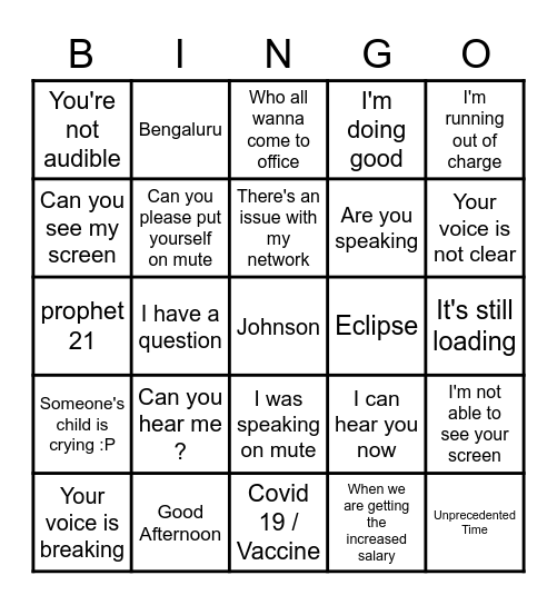 Epicor Bingo Card