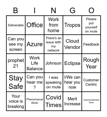 Epicor Bingo Card