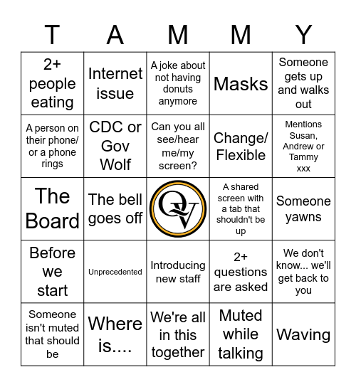 2020-2021 School Year COVID 19 Edition Bingo Card