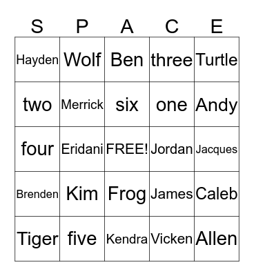 PACK 773 SPACE DERBY BINGO Card