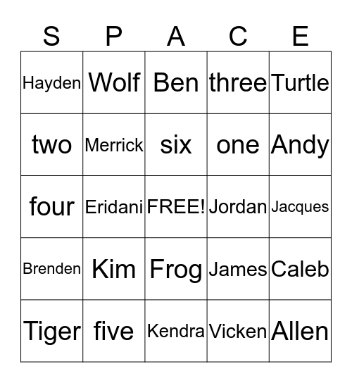 PACK 773 SPACE DERBY BINGO Card