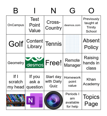 Walk Through Day Bingo Card