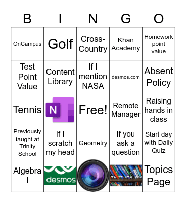 Walk Through Day Bingo Card