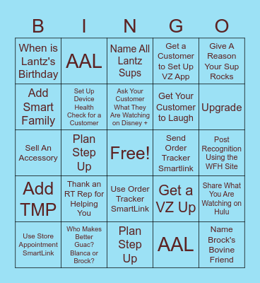 Brock-Less BINGO Card