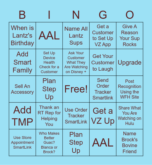 Brock-Less BINGO Card