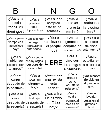 El verbo "ir" Bingo Card