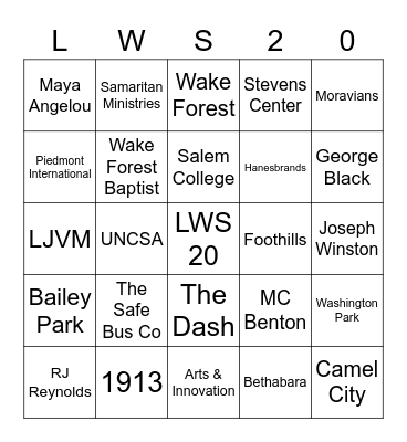 Leadership Winston-Salem 2020-21 Bingo Card