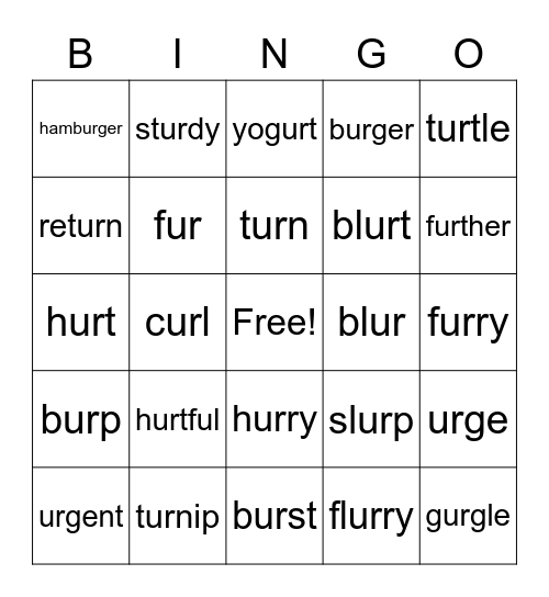 Lesson 21 Bingo Card