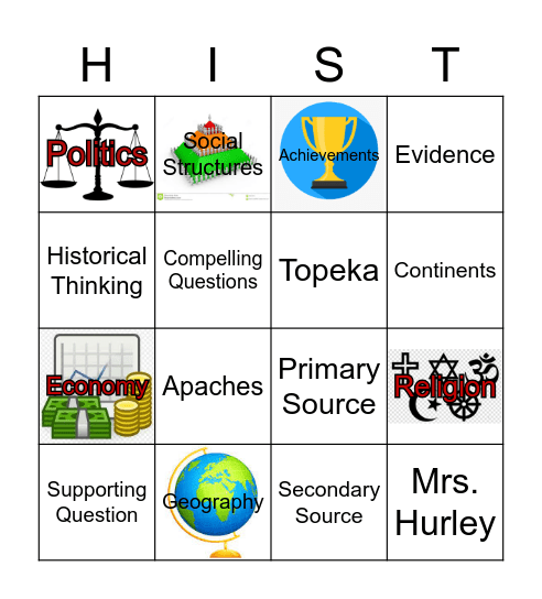 GRAPES and Historical Thinking Review Bingo Card