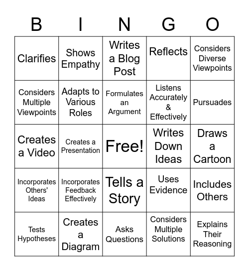 21st Century Skills Bingo (4-6) Bingo Card