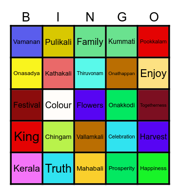 Onam 2 Bingo Card