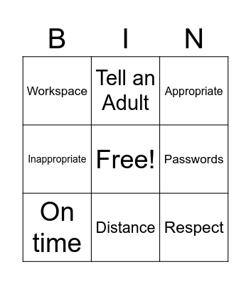 Digital Citizenship Bingo Card