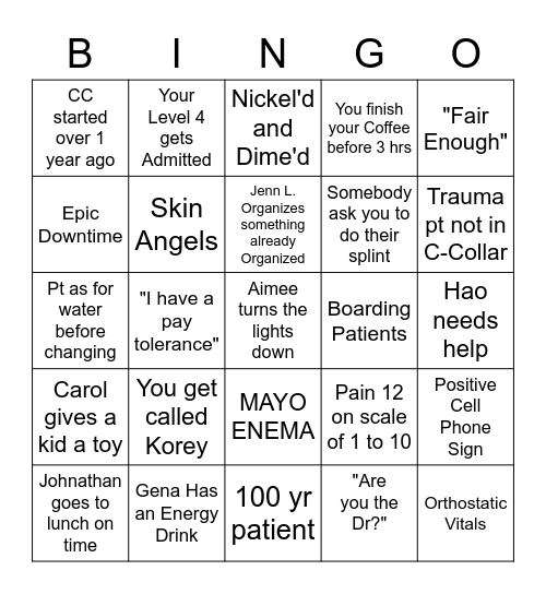 Rusty Bingo Card