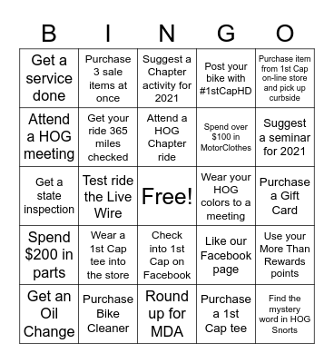 HOG Chapter Bingo Card
