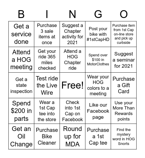 HOG Chapter Bingo Card