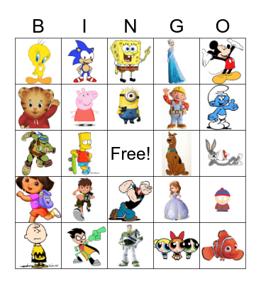 Cartoon Bingo Card