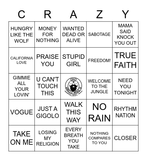 BEST OF MTV Bingo Card