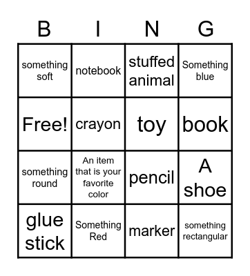 Around the House Bingo Card