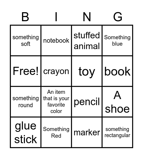 Around the House Bingo Card