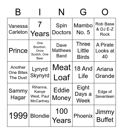 Number in the Title!! Bingo Card
