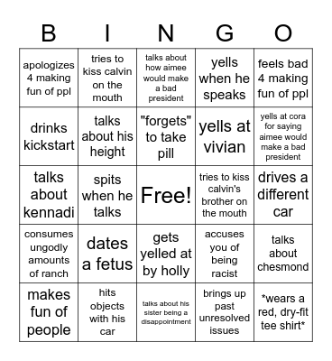 Ethan Dixon Bingo Card
