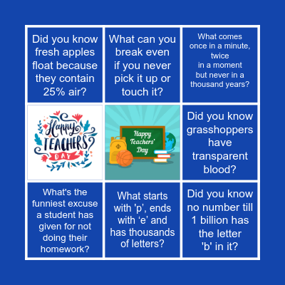 Happy Teachers' Day! Bingo Card