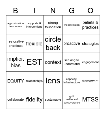 Educational Buzzword Bingo Card