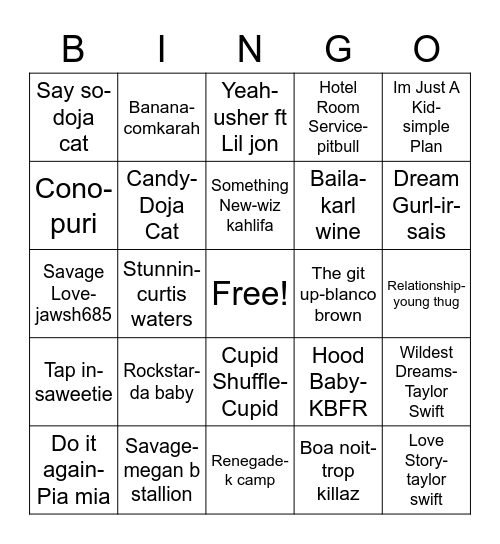 Kayleens Birthday Tiktok Bingo Card