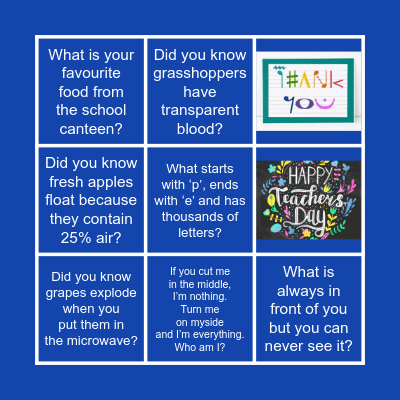 Happy Teachers' Day! Bingo Card