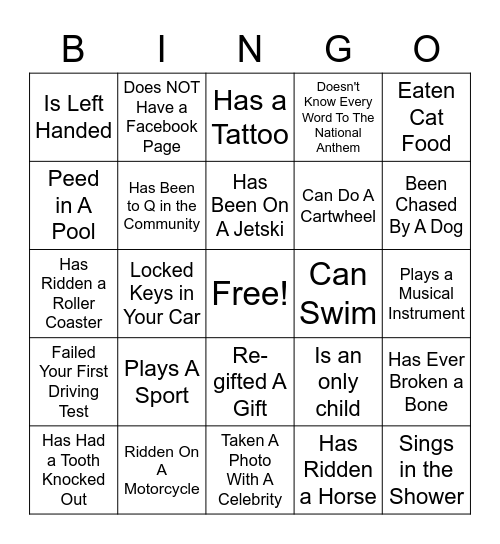 Sharks Bingo Card