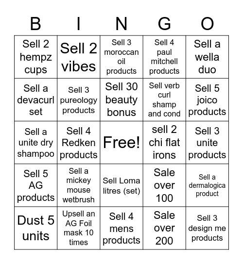 Weekly Retail Bingo Card