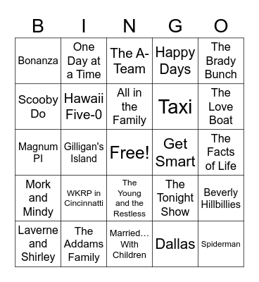 TV Theme Songs Bingo Card
