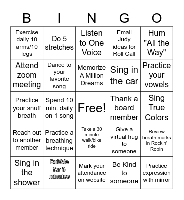 Spirit of Harmony Fun-damentals Bingo Card
