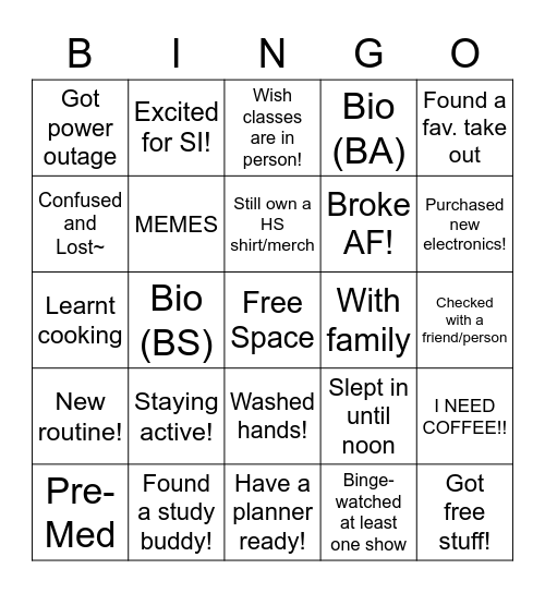 Icebreaker Bingo Card