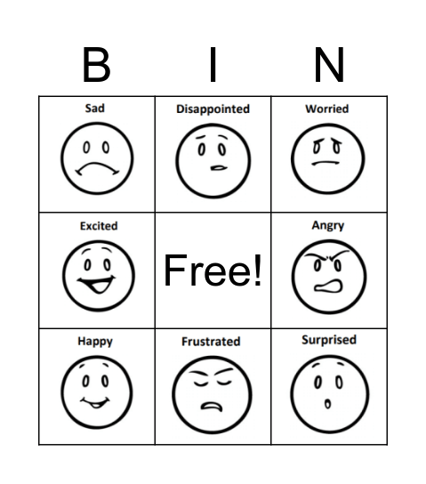 Emotions Bingo Card