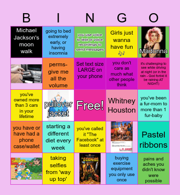 Growing Up in the 80s Bingo Card