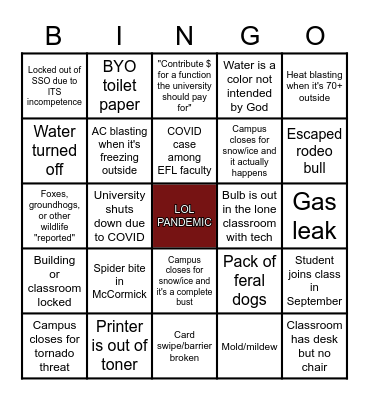 SUCH AAMU Bingo Card