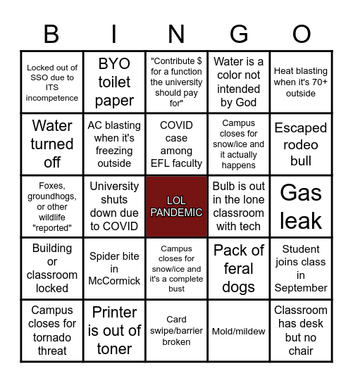 SUCH AAMU Bingo Card